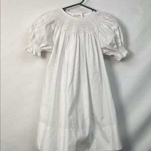 Rosalina Collections White smocked embroidered Bishop Christening Baptism gown